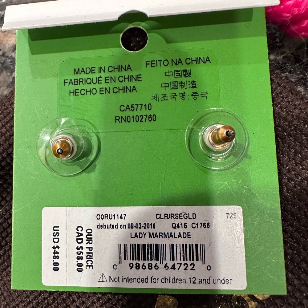 Kate Spade Lady Marmalade Crystal & Rose Gold Stud Earrings NWT - Picture 4 of 7